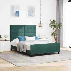   vidaXL Boxrugós ágy fejtámlával Sötétzöld 140 x 190 cm Bársony