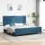 vidaXL Boxrugós ágy fejtámlával Sötét kék 200 x 200 cm Bársony