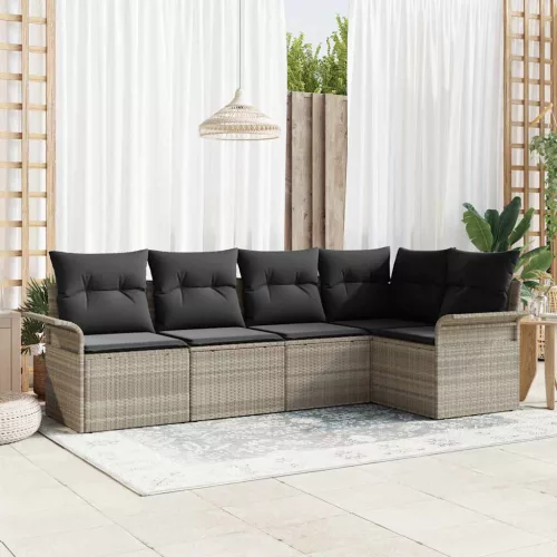 vidaXL Kerti Kanapé Szett párnával 5 pcs polirattan
