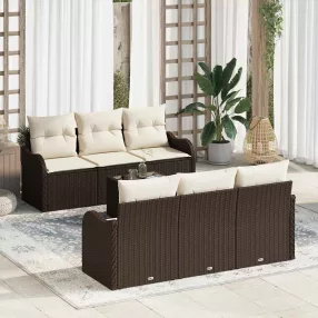 Kerti Kanapé Szett 7 pcs Barna 55 x 55 x 37 cm Poli rattan