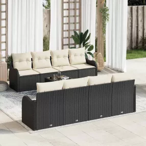 Kerti Kanapé Szett Fekete 55 x 55 x 37 cm polirattan