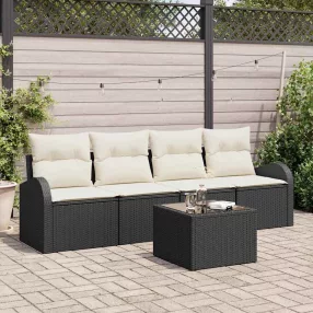 Kerti Kanapé Szett Fekete 55 x 55 x 37 cm polirattan