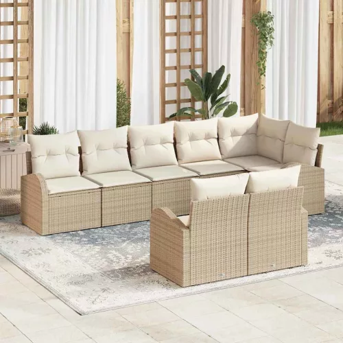 Kerti Kanapé Szett Beige és krém 55 x 55 x 37 cm polirattan