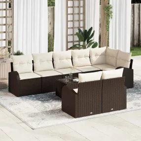   Kerti Kanapé Szett Barna és Krém 55 x 55 x 37 cm polirattan