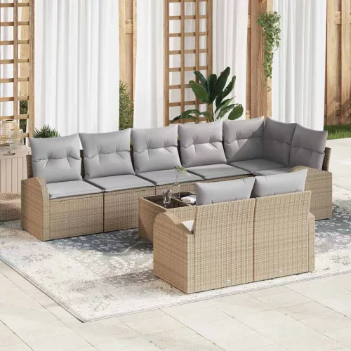 Kerti Kanapé Szett Barna és szürke 55 x 55 x 37 cm polirattan