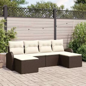 Kerti Kanapé Szett párnával 6 pcs Barna Poly Rattan