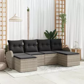   Kerti Kanapé Szett párnával 6 pcs Világosszürke Poly Rattan