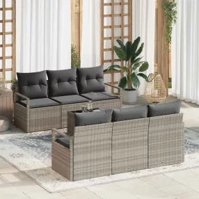 Kanapé Szett 7 pcs Világosszürke polirattan