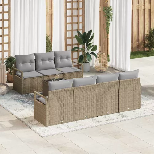 Kerti Kanapé Szett 8 pcs Barna és szürke 55 x 55 x 37 cm