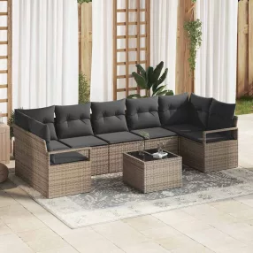vidaXL Kanapé Szett 8 pcs Szürke polirattan