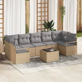 vidaXL Kanapé Szett 8 pcs Barna és szürke polirattan