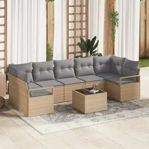 vidaXL Kanapé Szett 8 pcs Barna és szürke polirattan