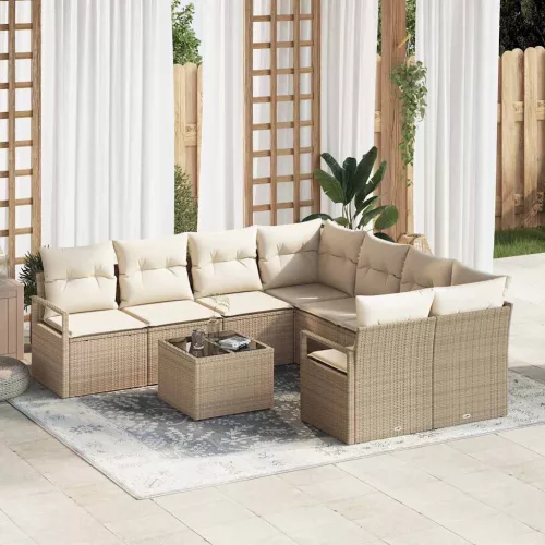 Kerti Kanapé Szett 9 pcs Beige és krém 55 x 55 x 37 cm