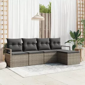 Kanapé Szett 5 pcs Szürke polirattan