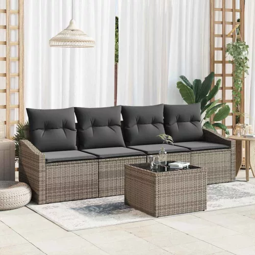 Kerti Kanapé Szett párnával 5 pcs Szürke 55 x 55 x 37 cm