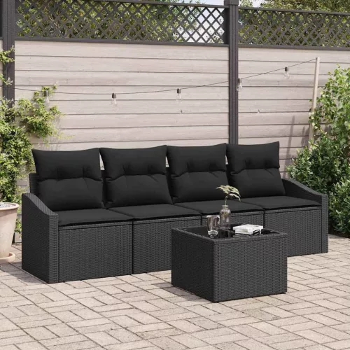 Kerti Kanapé Szett párnával 5 pcs Fekete 55 x 55 x 37 cm
