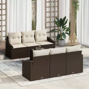   Kerti Kanapé Szett párnával 7 pcs Barna és Krém 55 x 55 x 37 cm