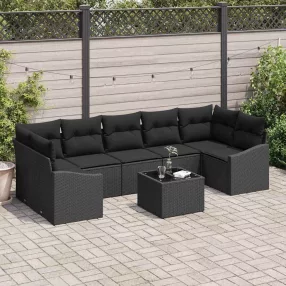 Kanapé Szett párnával Fekete 55 x 55 x 37 cm polirattan