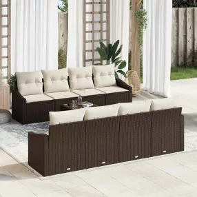   Kerti Kanapé Szett párnával 9 pcs Barna és Krém 55 x 55 x 37 cm