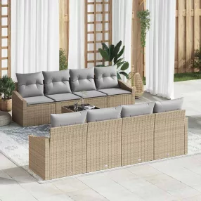   Kerti Kanapé Szett 9 pcs Beige és Világosszürke 55 x 55 x 37 cm