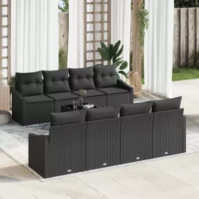 Kerti Kanapé Szett párnával 9 pcs Fekete 55 x 55 x 37 cm