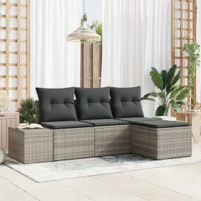 Kerti Kanapé Szett 4 pcs Világosszürke Poli rattan