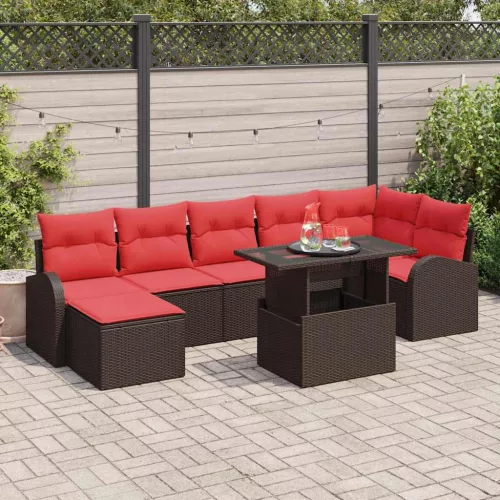 vidaXL Kerti Kanapé Szett párnával 8 pcs Barna és piros