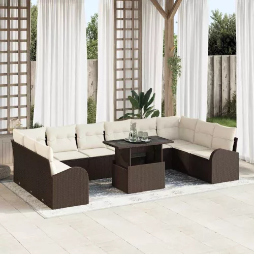 Kerti Kanapé Szett 11 pcs Barna és krémszínű 100 x 55 x 73 cm