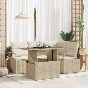   Kerti Kanapé Szett 5 db 4-Ülőhelyek száma Beige és krém