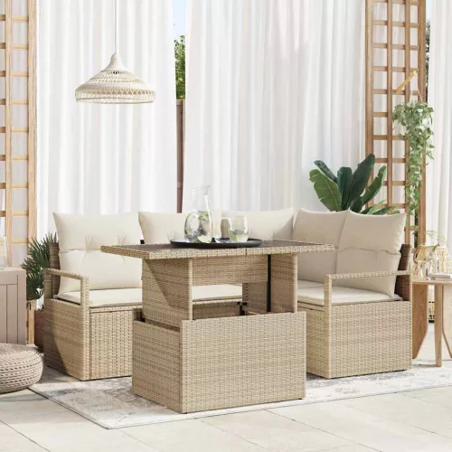 Kerti Kanapé Szett 5 db 4-Ülőhelyek száma Beige és krém