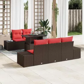   vidaXL Kanapé Szett párnával 6 pcs Barna és Piros polirattan