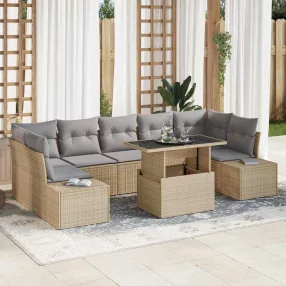 Kanapé Szett 8 db Beige és Világosszürke polirattan