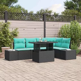   Kerti Kanapé Szett 6 db 5-Ülőhelyek száma Fekete és Kék