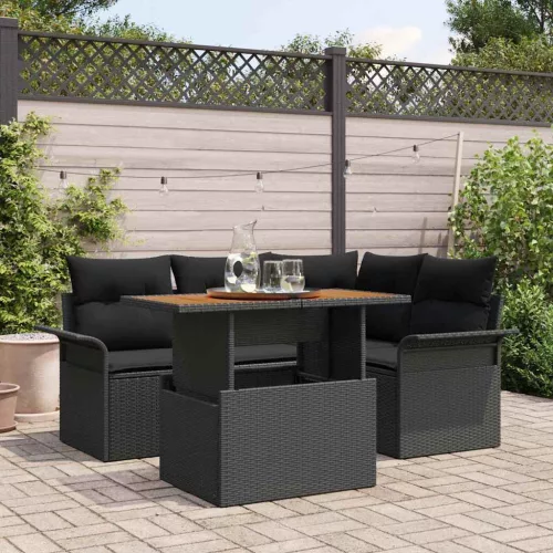 vidaXL Kerti Kanapé Szett párnával 5 pcs Fekete