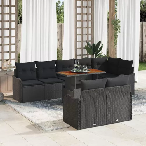 vidaXL Kerti Kanapé Szett párnával 9 pcs Fekete