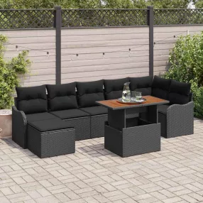 Kerti Kanapé Szett párnával tárolóval 8 pcs Fekete