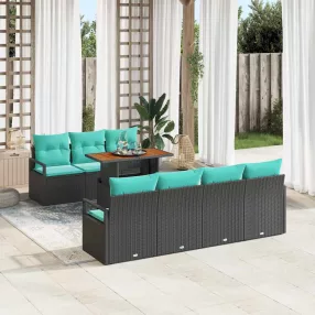   vidaXL Kerti Kanapé Szett párnával párnával 8 pcs Fekete és Kékeszöld