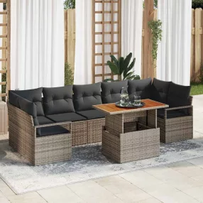   vidaXL Kerti Kanapé Szett párnával 8 pcs Szürke és Barna