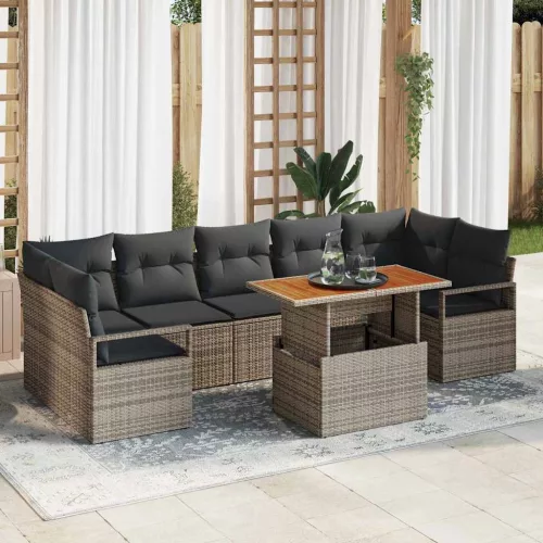 vidaXL Kerti Kanapé Szett párnával 8 pcs Szürke és Barna