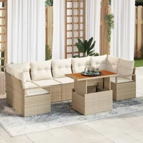 vidaXL Kerti Kanapé Szett párnával 8 pcs Beige és krém