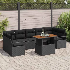 vidaXL Kerti Kanapé Szett párnával 8 pcs Fekete és Barna