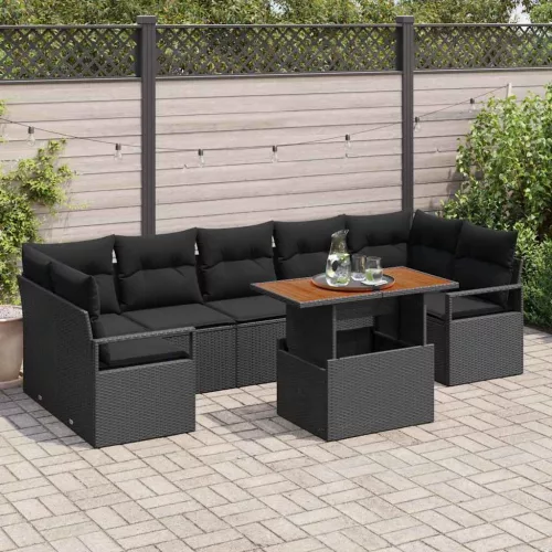 vidaXL Kerti Kanapé Szett párnával 8 pcs Fekete és Barna