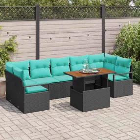   vidaXL Kerti Kanapé Szett párnával 8 pcs Fekete és Kékeszöld