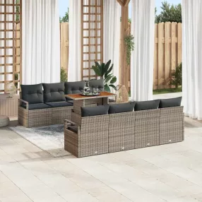 Kerti Kanapé Szett 9 pcs Szürke és Barna 100 x 55 x 73 cm