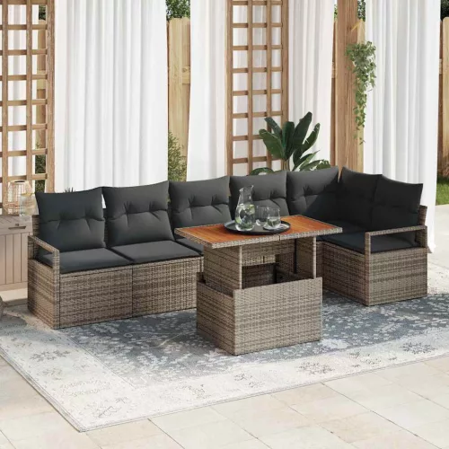 Kert étkező szett 7 pcs Szürke és Barna 100 x 55 x 73 cm
