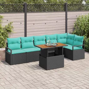   vidaXL Kert étkező szett párnával 7 pcs Fekete és Kékeszöld