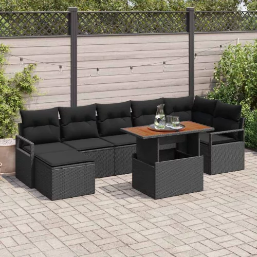Kert étkező szett párnával 8 pcs Fekete és Barna