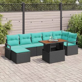  vidaXL Kert étkező szett párnával 8 pcs Fekete és Kékeszöld