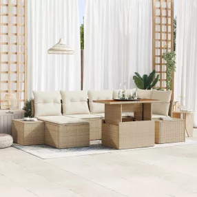 Kerti Kanapé Szett 7 db Beige és krém