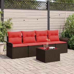 Kerti Kanapé Szett 5 db Beige és Piros polirattan